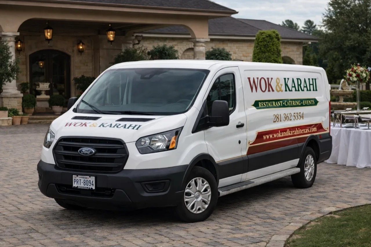 Wok & Karahi catering set up at a wedding venue near Spring and The Woodlands, TX